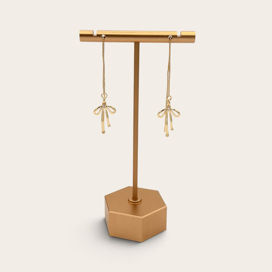 18k Gold-Filled & Cubic Zirconia Bow Threader Earrings