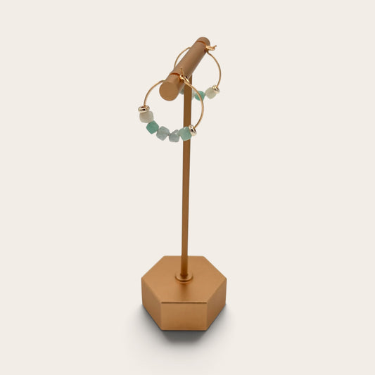 18k Gold-Filled Amazonite Gemstone Hoops