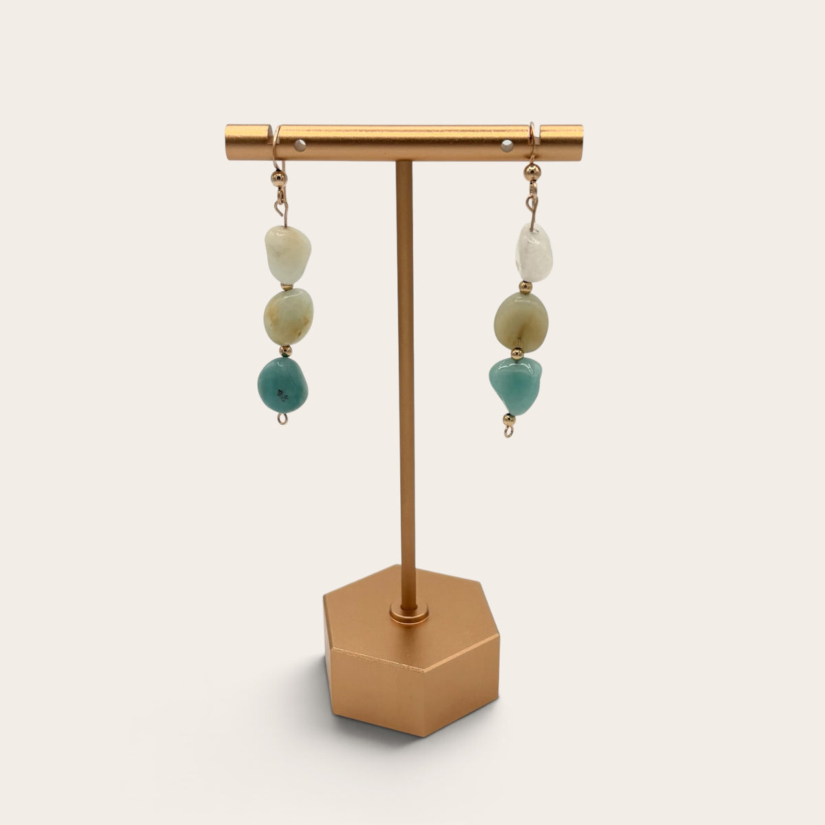 18k Gold-Filled Natural Amazonite Nugget Dangle Earrings