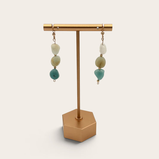 18k Gold-Filled Natural Amazonite Nugget Dangle Earrings