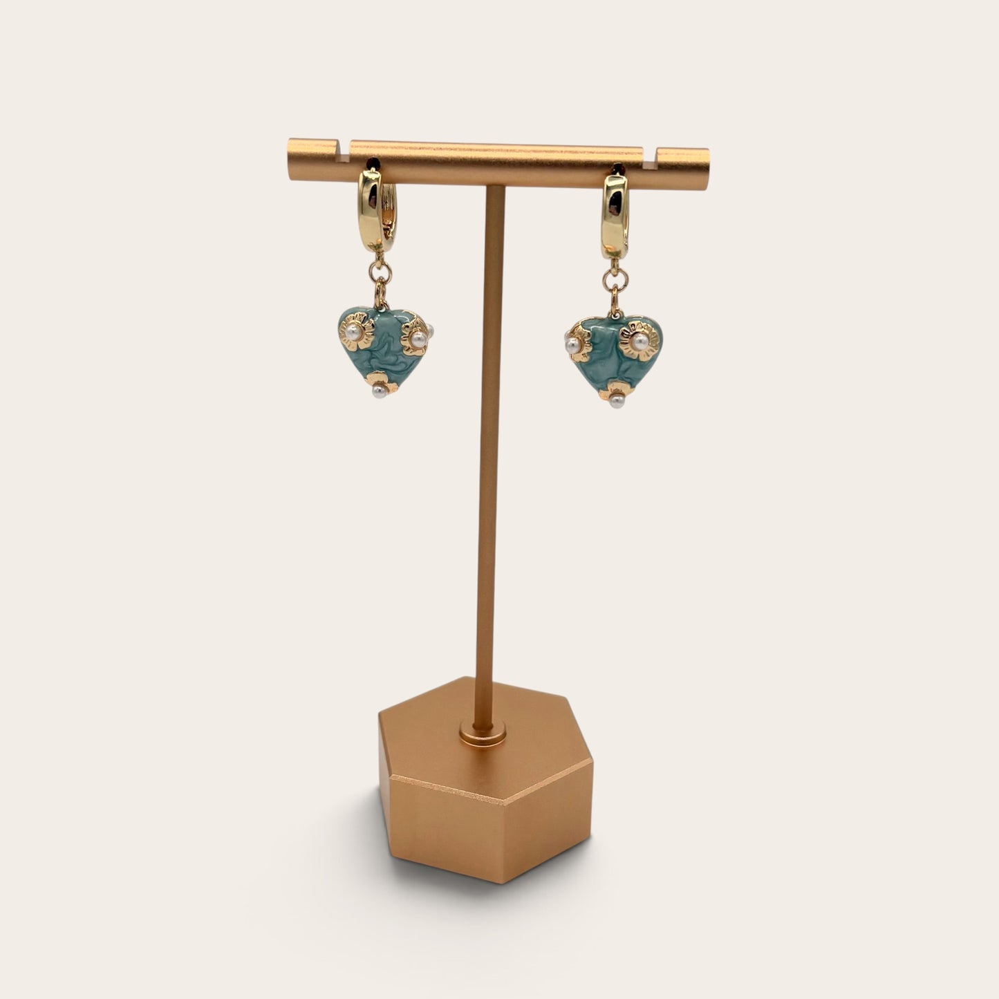 18k Gold-Filled Enamel & Shell Pearl Huggie Hoop Earrings