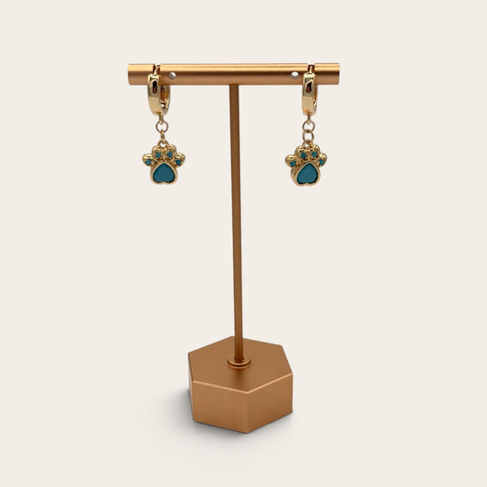 18k Gold-Filled Turquoise Paw Print Huggie Hoop Earrings