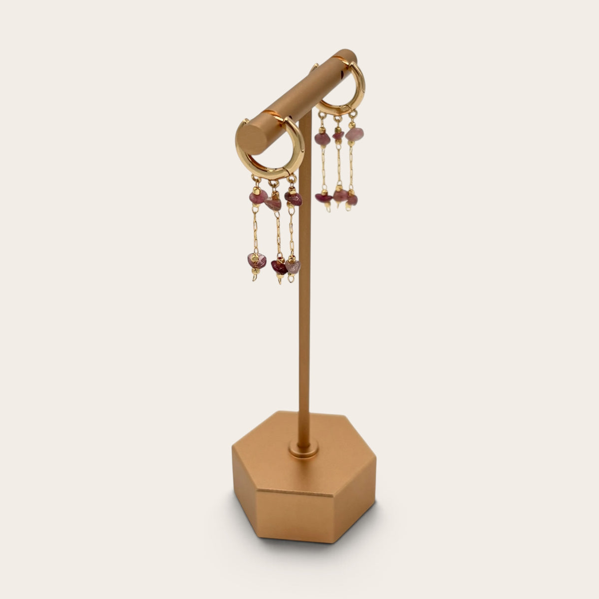 18k Gold-Filled Tourmaline Dangle Huggie Earrings